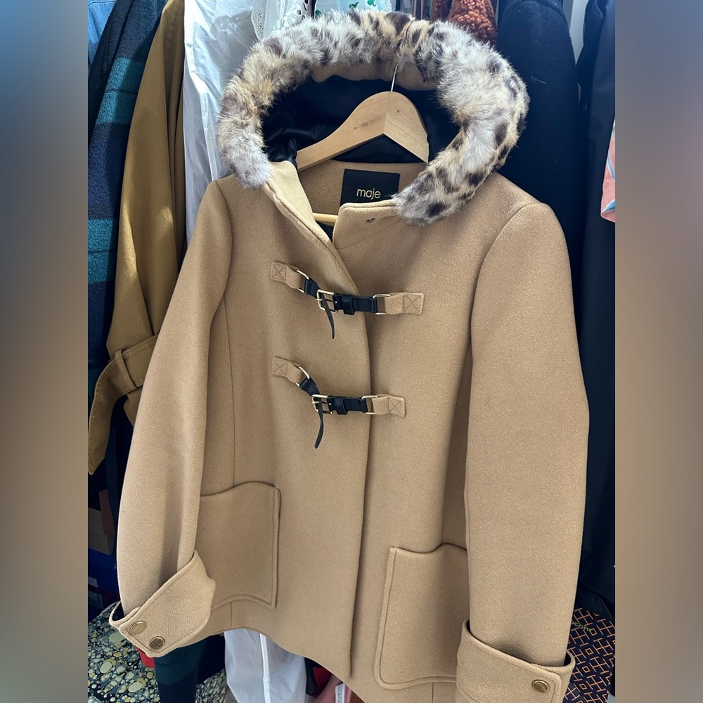 Maje hooded wool coat